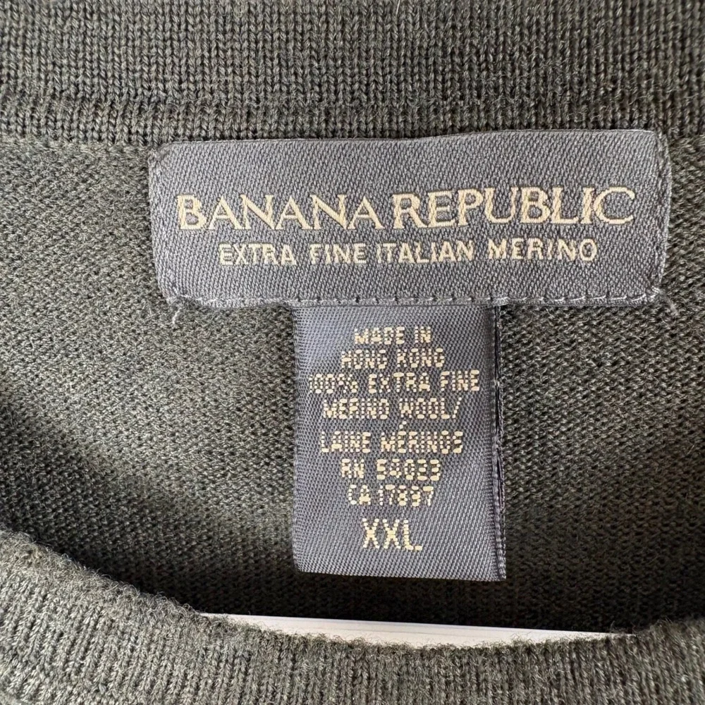 Banana Republic Sweater Mens XXL Green Italian Merino Wool Crewneck Minimalist